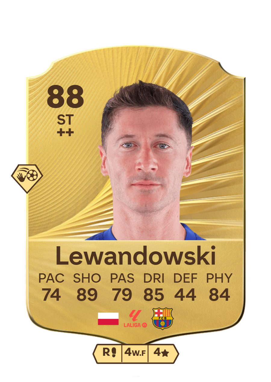FIFA Ultimate Team 88 Robert Lewandowski gold card Poland Barcelona striker ST stats 74 PAC 89 SHO 79 PAS 85 DRI 44 DEF 84 PHY