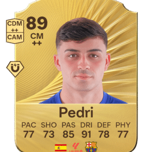 FIFA 23 Ultimate Team 89 Pedri card FC Barcelona CM Spanish midfielder La Liga stats 77 PAC 73 SHO 85 PAS 91 DRI 78 DEF 77 PHY