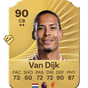 FIFA 23 Ultimate Team 90 Virgil van Dijk gold card Liverpool CB Netherlands stats 73 PAC 60 SHO 72 PAS 72 DRI 90 DEF 87 PHY